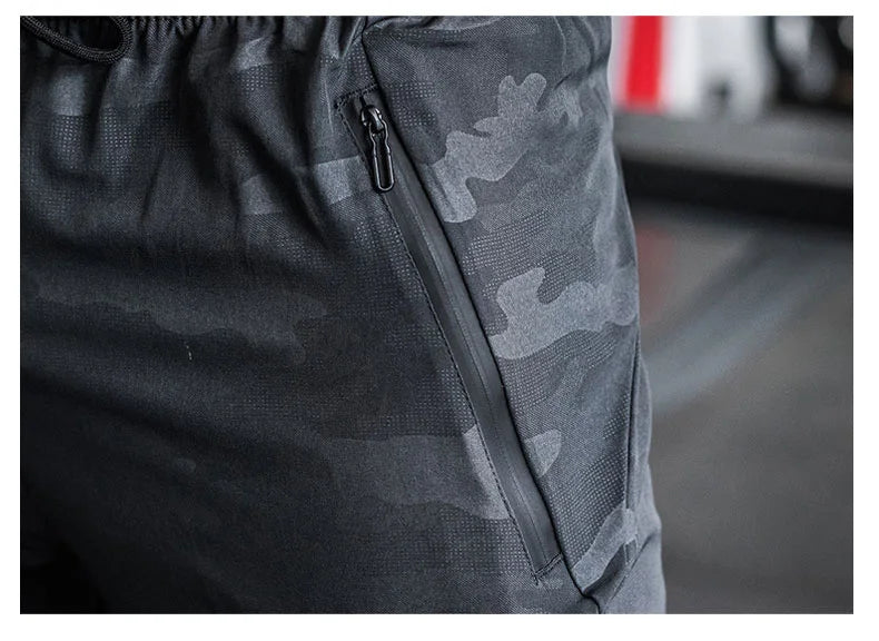 Mens Gym Fitness Running Sweatpants Workout Athletic Long Pants Outdoor Training Sports Trousers Elastic Waist Zipper Pockets
