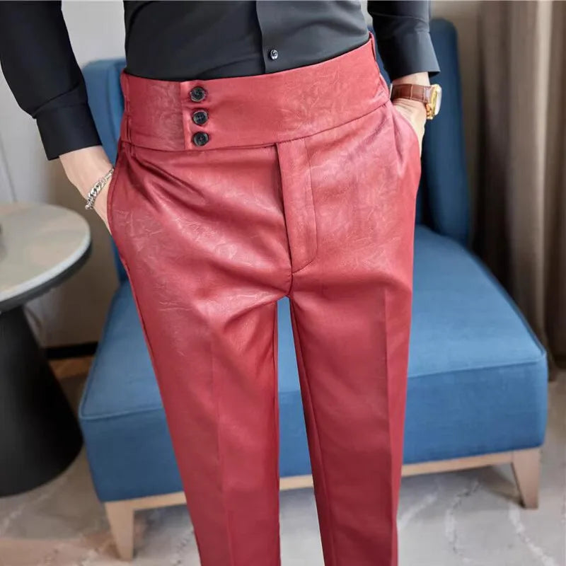 Men Boutique Bright Jacquard Suits Pants Male Formal Wear Trousers Quality Men Business Casual Pants High Waisted Suit Trousers