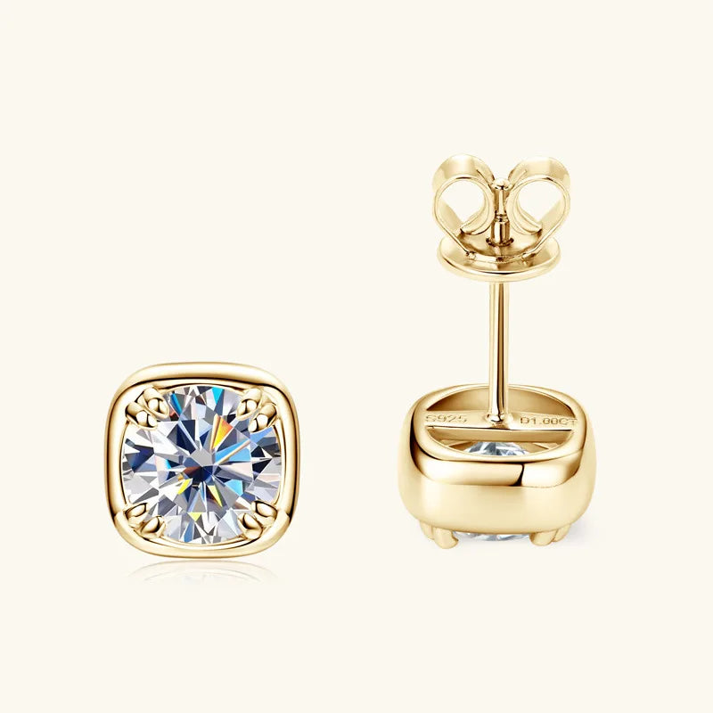 1CT 6.5mm D Color Moissanite Stud Earrings for Women Men 925 Silver Plated 18k Party GRA Certified Wedding Ear Studs Gift