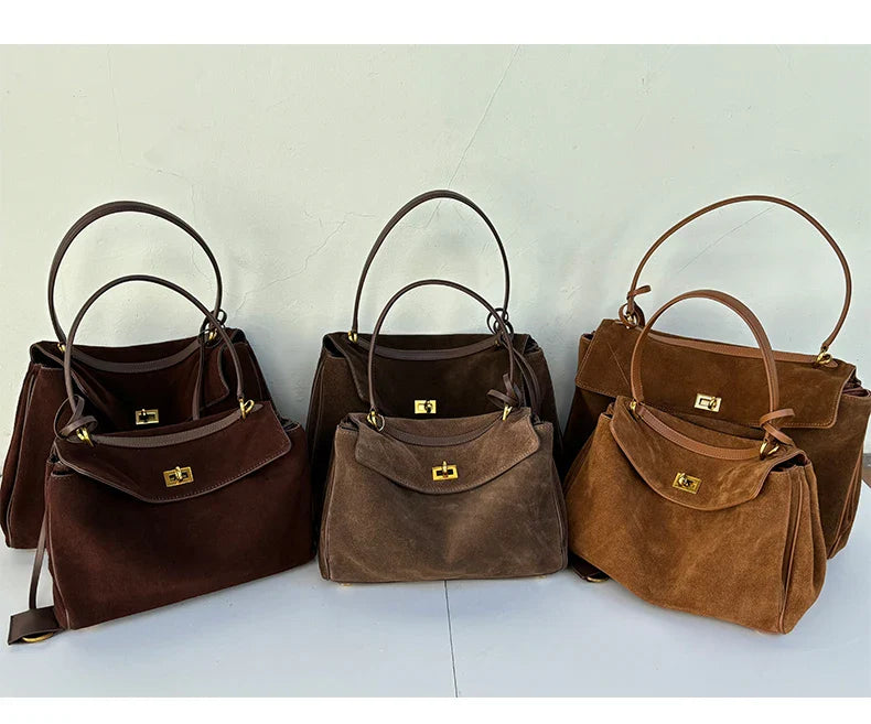 2025 Autumn Winter Women's Suede genuine leather Bag Shoulder Handbag Large Capacity Single Tote Bag Handbag Luxury Designer Bag