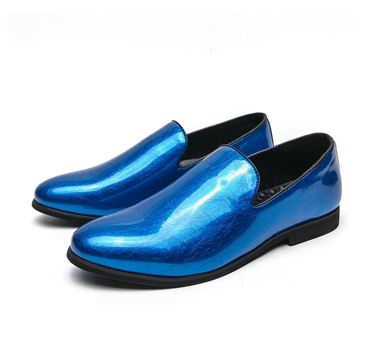 Patent leather bright casual leather shoes set feet a slip-on lazy people work business British windbean men's shoes size 46