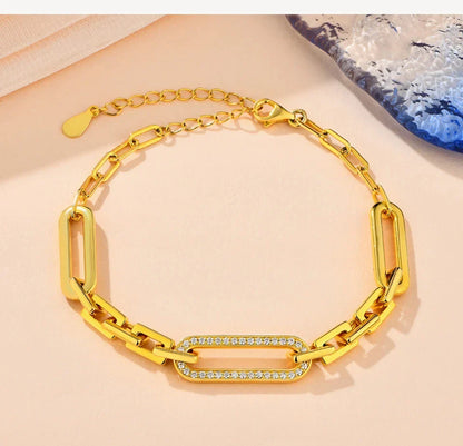 S925 Sterling Silver Moissanite Bracelet Yellow Gold Plated Bracelets for Women Adjustable 16+5cm High Quality Jewelry