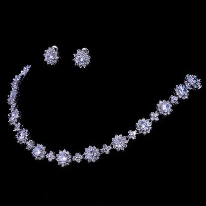 Classic Hot Sale 5 Colors Options High Quality Round Zirconia Jewelry Sets for Elegant Women Wedding Dress Accessories