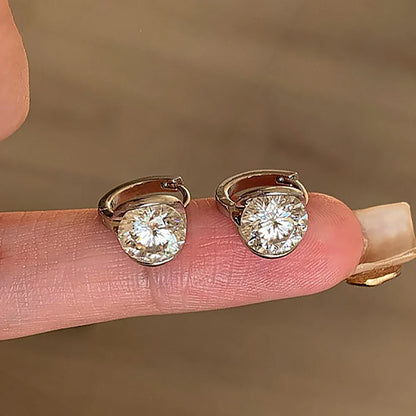 2/3Carat Moissanite Hoop Earrings for Women S925 Silver Sparkling Diamond Half Bezel Set Huggie Ear Buckles with Certificate