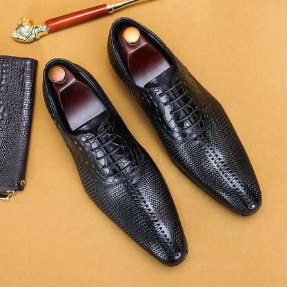 Italian Men Oxford Shoes Genuine Leather Lace Up Luxury Black Brown Mens Dress Shoes Office Business Wedding Formal Shoes Men