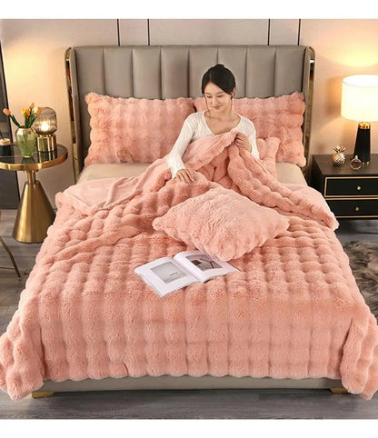 Super Soft Bubble Rabbit Velvet Blankets Multi Purpose All Seasons Air Conditioning Plush Blanket Solid Sofa Cover for Home