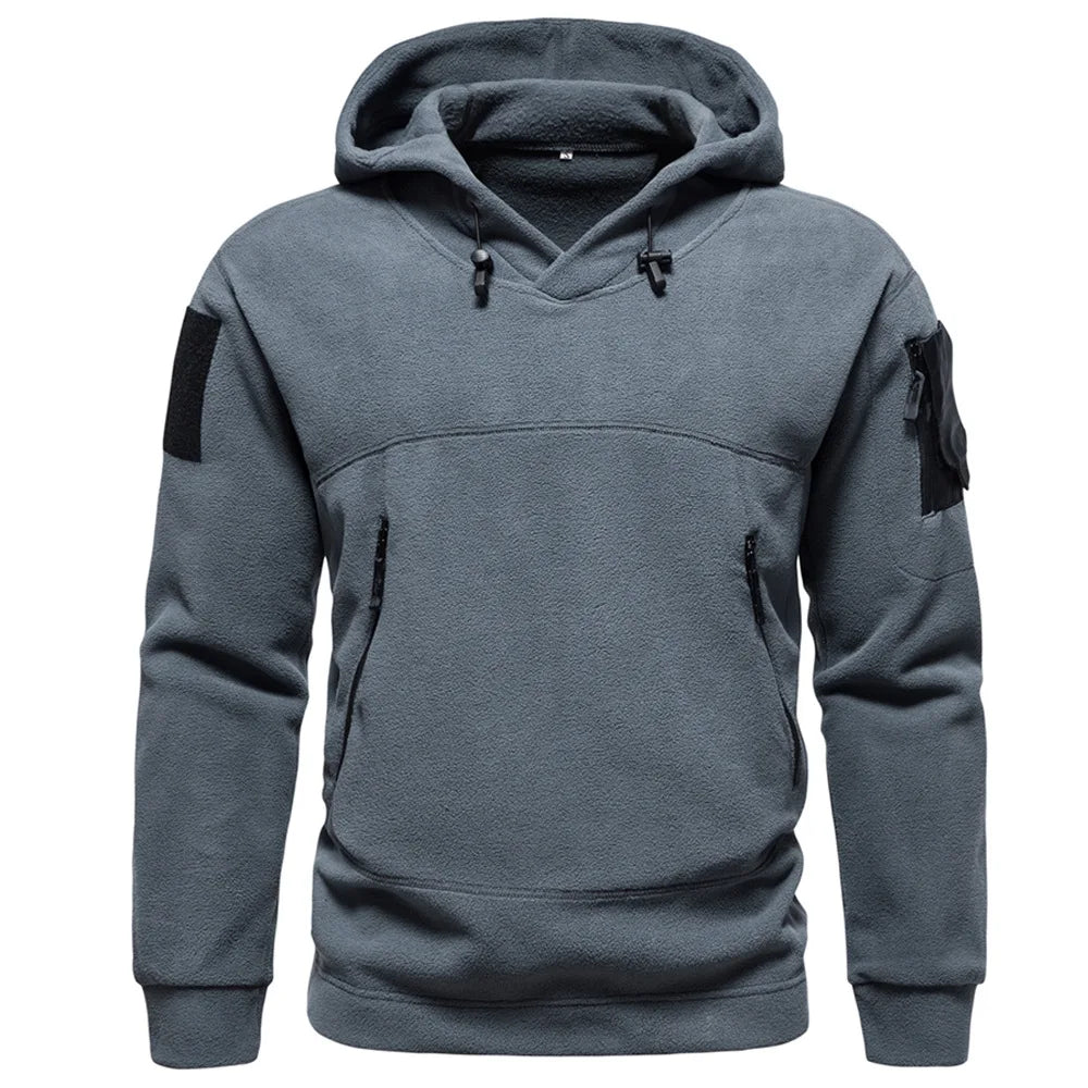 2024 Autumn Spring Fleece Hoodies Men Tactical Sweatshirts Outdoor Thermal Multi-pocket Polar Pullovers Hoodies Man Clothing