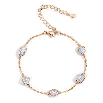 0.5CT Oval/Pear/Marquise Moissanite Bracelets S925 Silver Plated 18K Gold Wedding Wrist Chain for Women with certificate