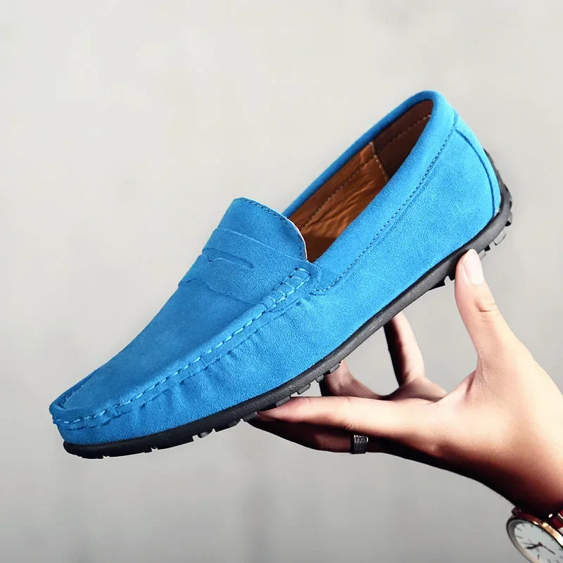 High Quality Leather Men Loafers  Slip on Mens Casual Shoes Fashion Flats Male Driving Shoes Moccasins Ten Colors Size 38-47