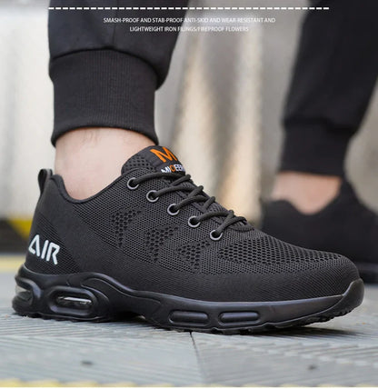 Safety Footwear Men Work Boots Lightweight Air Cushion Sneakers Puncture-Proof Work Shoes Indestructible Male Steel Toe Shoes