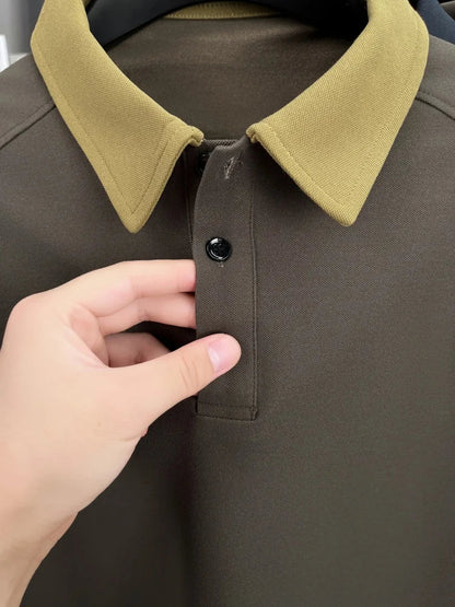 Premium luxury men's long sleeve polo shirt brand cartoon bear embroidery Korean style fashion comfort autumn new lapel T-shirt