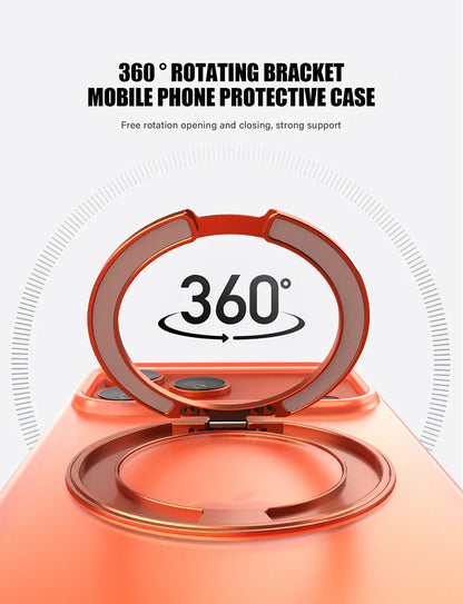 360° Rotating Magnetic Ring Stand Case for MagSafe for iPhone 17 Pro Max 17 Air Matte Transparent Shockproof Phone Cover