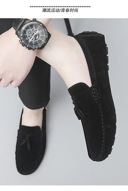 2025 New Beanie Shoes Men's Tassel Frosted Soft Sole Korean Style Easiest for Match Fashion Casual Shoes British Lazy Driving Trbottomy Shoes