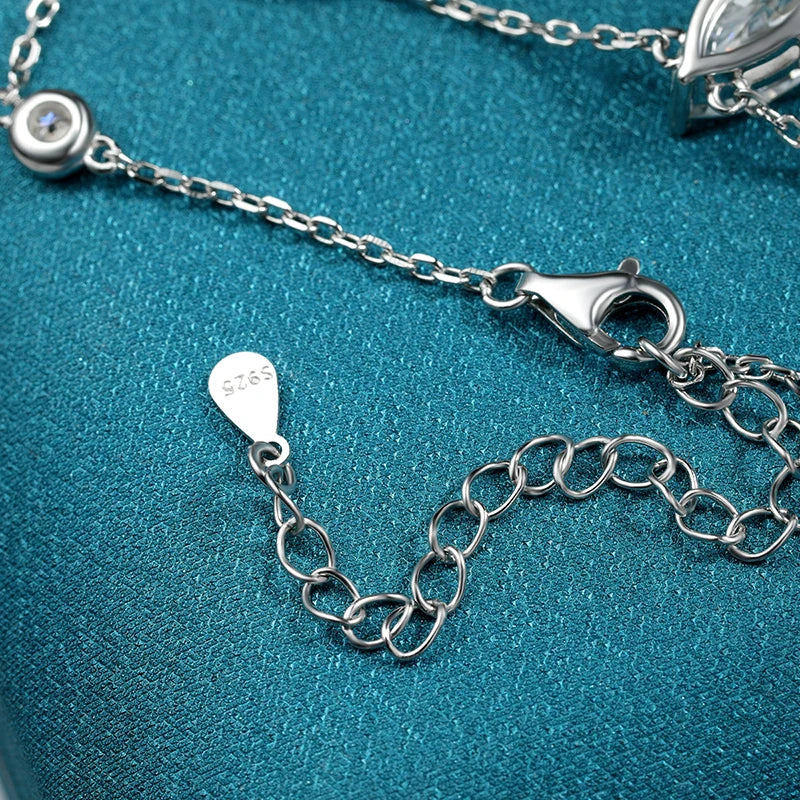 3EX Marquise Cut Moissanite Finger Chain Bracelets for Women 14-20cm Wrist Size Adjustable s925 Silver Hand Jewelry Gift