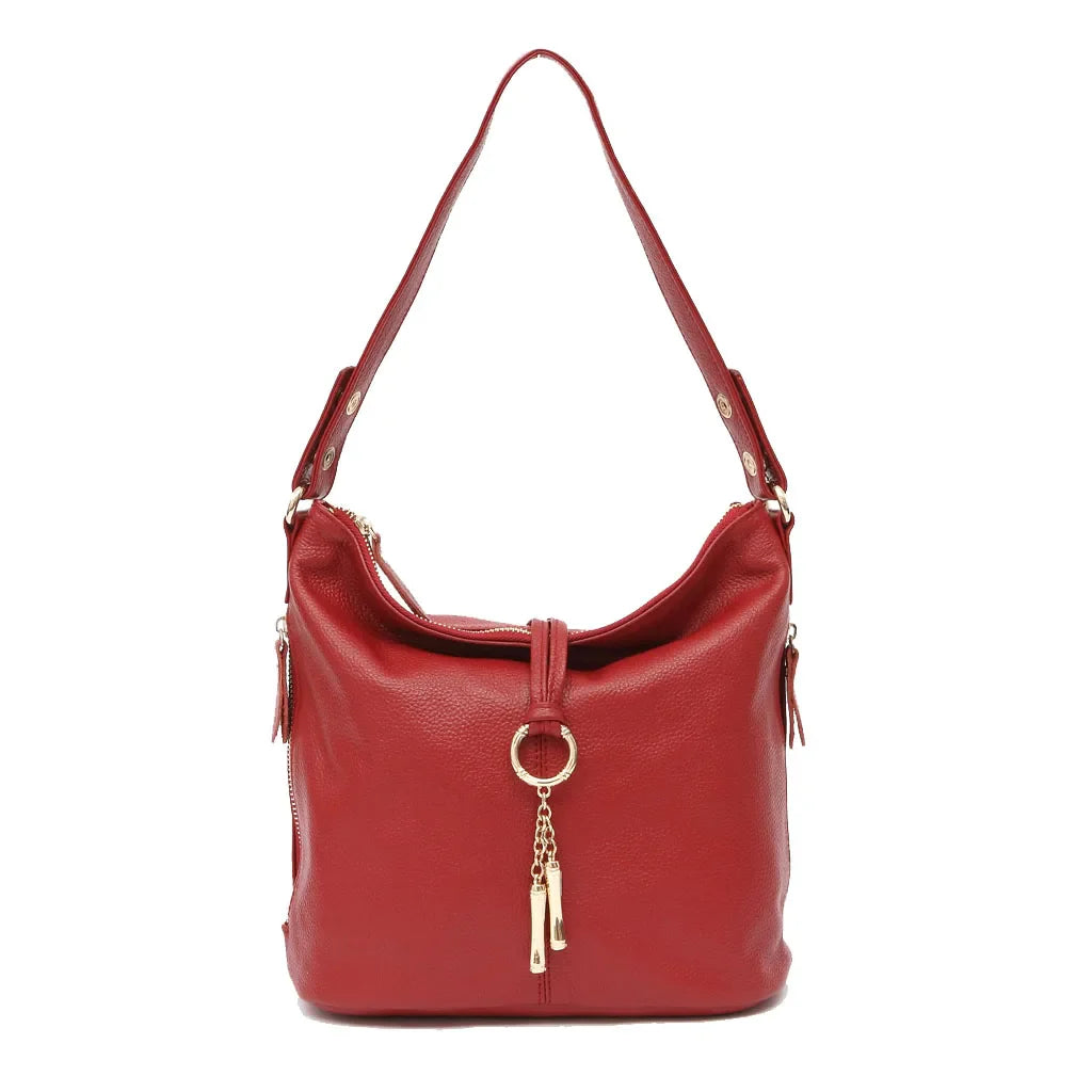 Elegant Blue Women Shoulder Bag 100% Genuine Leather White Hobos Handbag Lady Messenger Purse Charm Lock Decoration Red