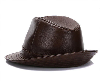 2026  Autumn Men Real Genuine Cowhide Leather Top Hats Men Fashion Caps Winter Warm New Cowboy  100% Real Cowhide Leather Hats