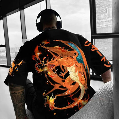 Print T-shirt 2025 Summer New Men's Street Wear Loose Casual Trend Versatile Children's Parent-child Wear Top