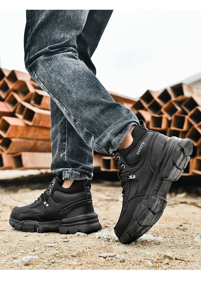 Man Safety Shoes Puncture-Proof Work Sneaker Waterproof Work Shoes Steel Toe Shoes Safety Boots Indestructible Shoes Lightweight
