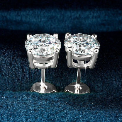 0.5/1/2 CT Real D VVS1 White Black Green Moissanite 100% 925 Sterling Silver Stud Earrings Sparking Fine Jewelry For Women