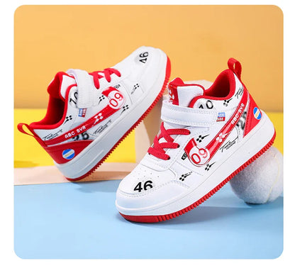 Cute girls and boys basketball shoes school activities children's casual shoes low-cut shoes autumn and winter new leather shoes