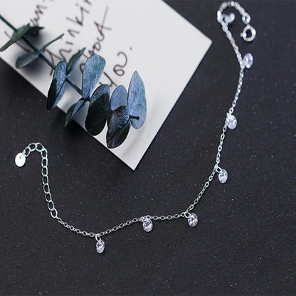 925 Sterling Silver Clear CZ Shining Chain Bracelet Geometric Lobster Lock Bracelet for Women Fashion Female Jewelry