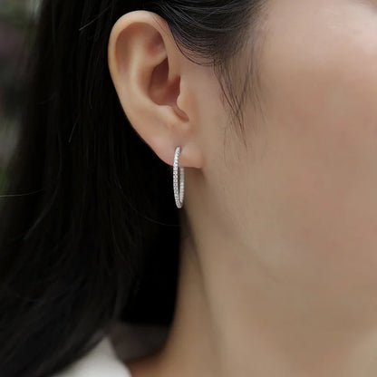 0.7cttw Certified Moissanite Hoop Earrings for Women Sparkling 925 Sterling Silver Ear Jewelry Wedding Gift Wholesale