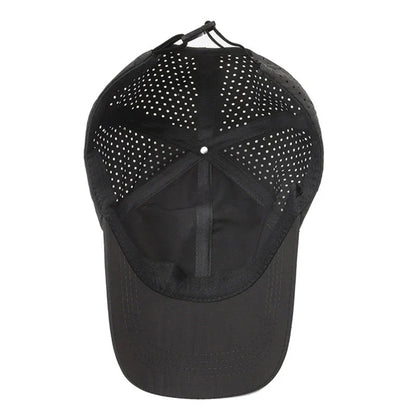 Summer Outdoor Black Sports Dry Fit Baseball Caps Breathable Mesh Hiking Hunting Cap Solid Color Adjustable Fitted Cap
