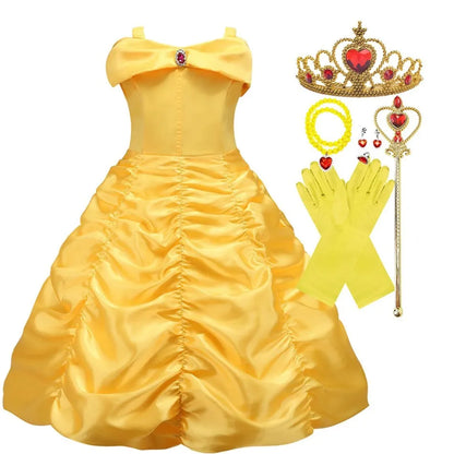 Fantasias de Aniversário para Meninas Vestido Infantil da Bela A Bela e a Fera Fantasia de Princesa Vestido de Bebê para o Natal e Halloween