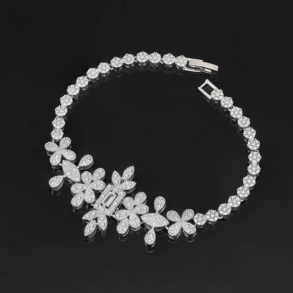 Bridal Zirconia Full Jewelry Set for Ladies Party Luxury Dubai Nigeria CZ Crystal Wedding Necklace Set