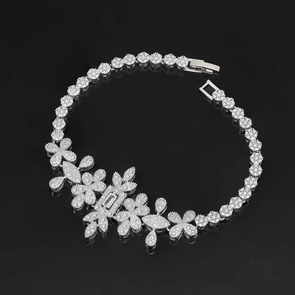 Bridal Zirconia Full Jewelry Set for Ladies Party Luxury Dubai Nigeria CZ Crystal Wedding Necklace Set