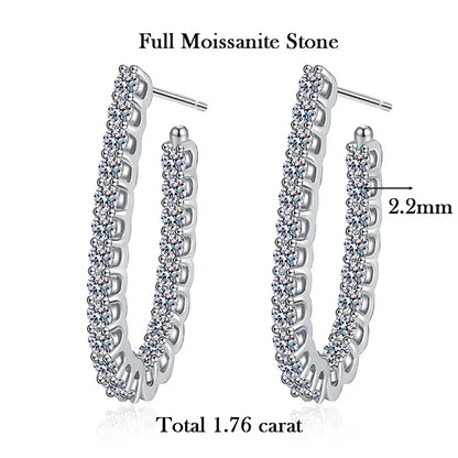 2.2mm Full Moissanite Hoop Earrings S925 Sterling Silver Sparkling Diamond Stud Earring With Certificate Original Fine Jewelry