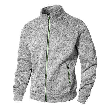 Men’s stand collar jacket cardigan, zip-up casual sweatshirt, spring autumn, regular fit, M–XXL