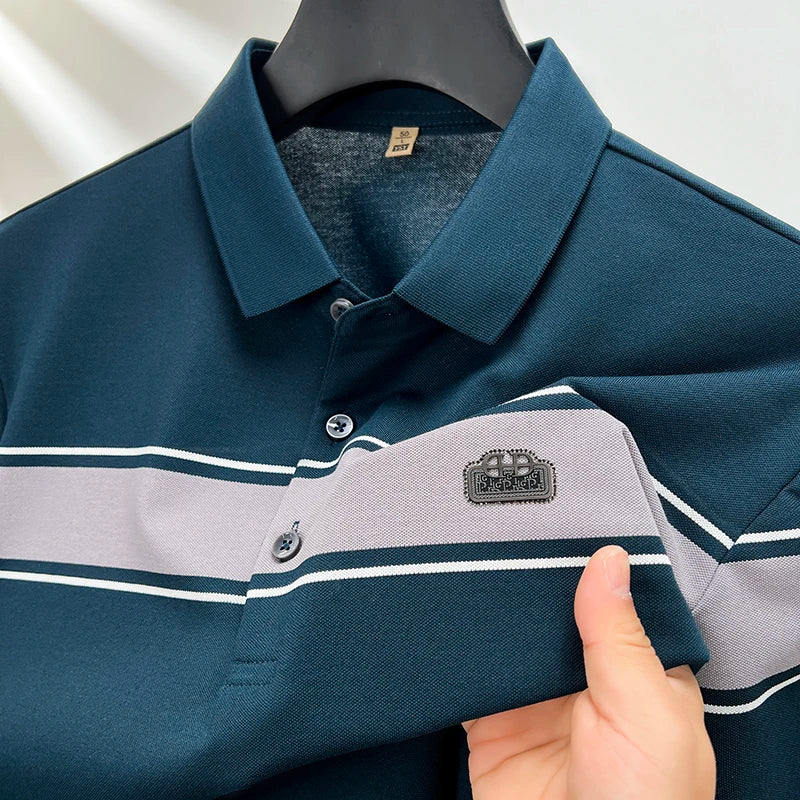 Summer best-selling high-end brand exquisite embroidery men's short sleeve POLO shirts breathable cotton casual business T-shirt