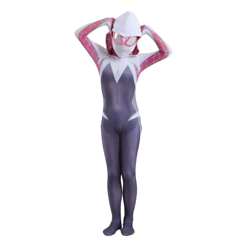 Spider Suit for Kids Costumes Spidergirls Gwen Cos Stacy Spandex Jumpsuits Boy Girl Zentai Costume for Halloween Cosplay Female