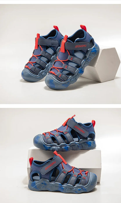 Children Summer Sports Sandals Girls Beach Outdoor Non-slip Hiking Shoes Boys Hollow Breathable Anti Collision Round Toe Sandals