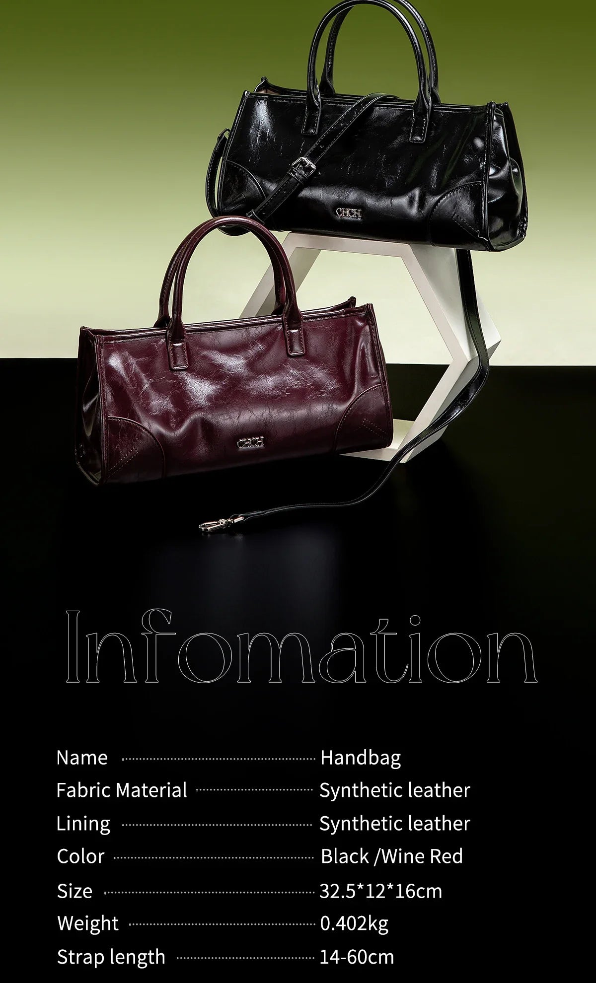 Women's Shoulder Bag New Black Marble Pattern Stick Bag Detachable Shoulder Strap