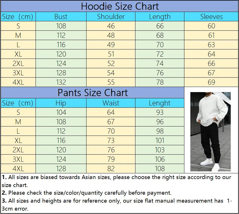 New in Mens Tracksuit Single Piece O Neck Sweatshirt Pants Casual Office Hoodies Jogging Streetwear Autumn Winter Man Clothing