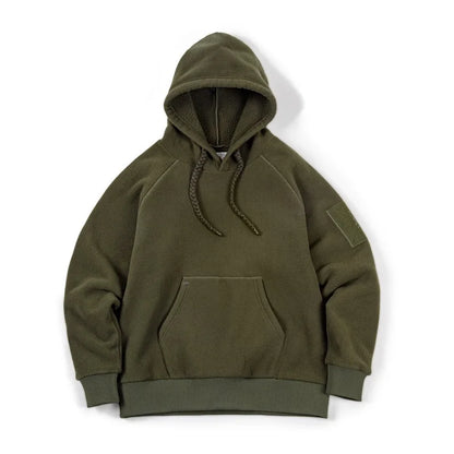 Autumn Winter Casual Heavyweight Hoodie Men's Black Versatile Thickened Fleece Pullover Loose Warm Hooded Sweatshirt