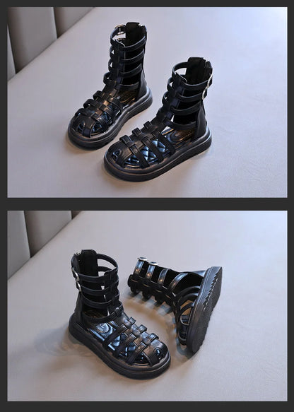 High-top Gladiator Platform Shoes Kids Wedding Party Footwear New Summer Little Girl Children Sweet Princess Long Sandals