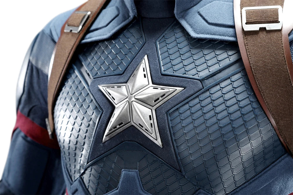 High Quality Adult Superhero Captain Steven Rogers Cosplay Costume Battle Uniform Costume  Halloween Carnival Helmet Boots