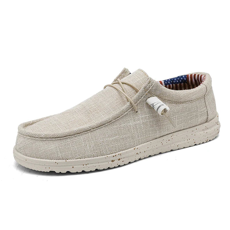 Men's Breathable Casual  Canvas Slip Shoes Comfort Slip-on Loafer Soft Penny Loafers for Men Lightweight Driving Boat Shoes