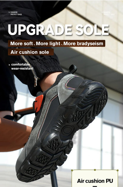 Rotary Buckle New Work Sneakers Lightweight Protective Shoes Safety Industrial Puncture-Proof Anti-smash Men Steel Toe Shoes