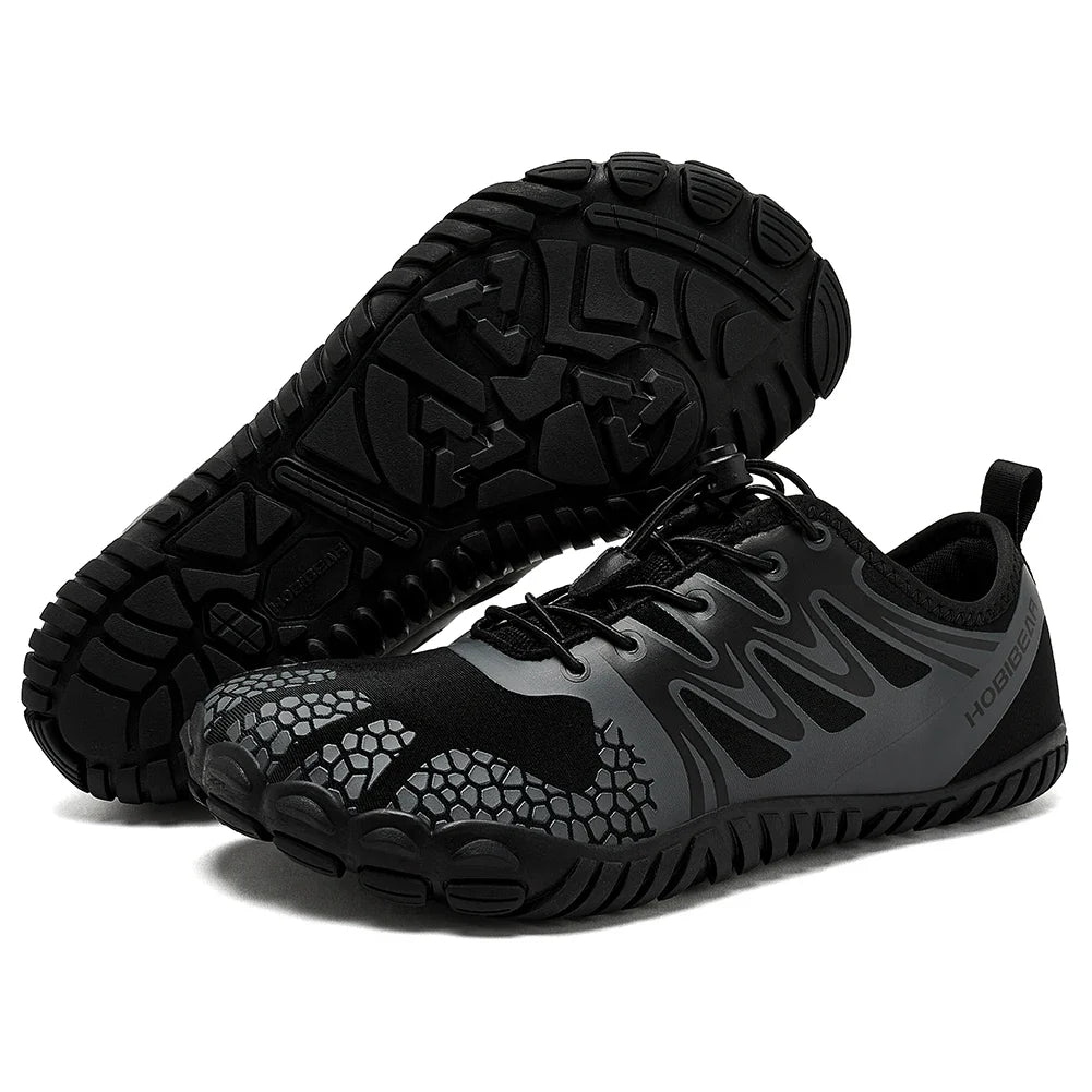 Wide Toe Barefoot Shoes for Unisex Artificial Leather Outdoor Walking Sneakers Zero Drop Minimalist Elastic Band Shoes