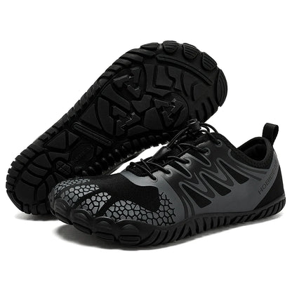 Wide Toe Barefoot Shoes for Unisex Artificial Leather Outdoor Walking Sneakers Zero Drop Minimalist Elastic Band Shoes