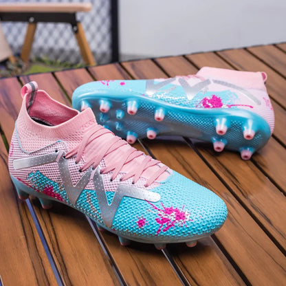 AG FG Athletic Soccer cleats PU Fabric Comfort Upper TPU Anti-slip Long Studs Sole Reliable Quality Adult Kids Training Shoes
