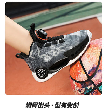 Kids Basketball Shoes Non-slip Breathable Basketball Training Sneakers Boys Girls Athletic Shoes Luminous Children Running Shoes