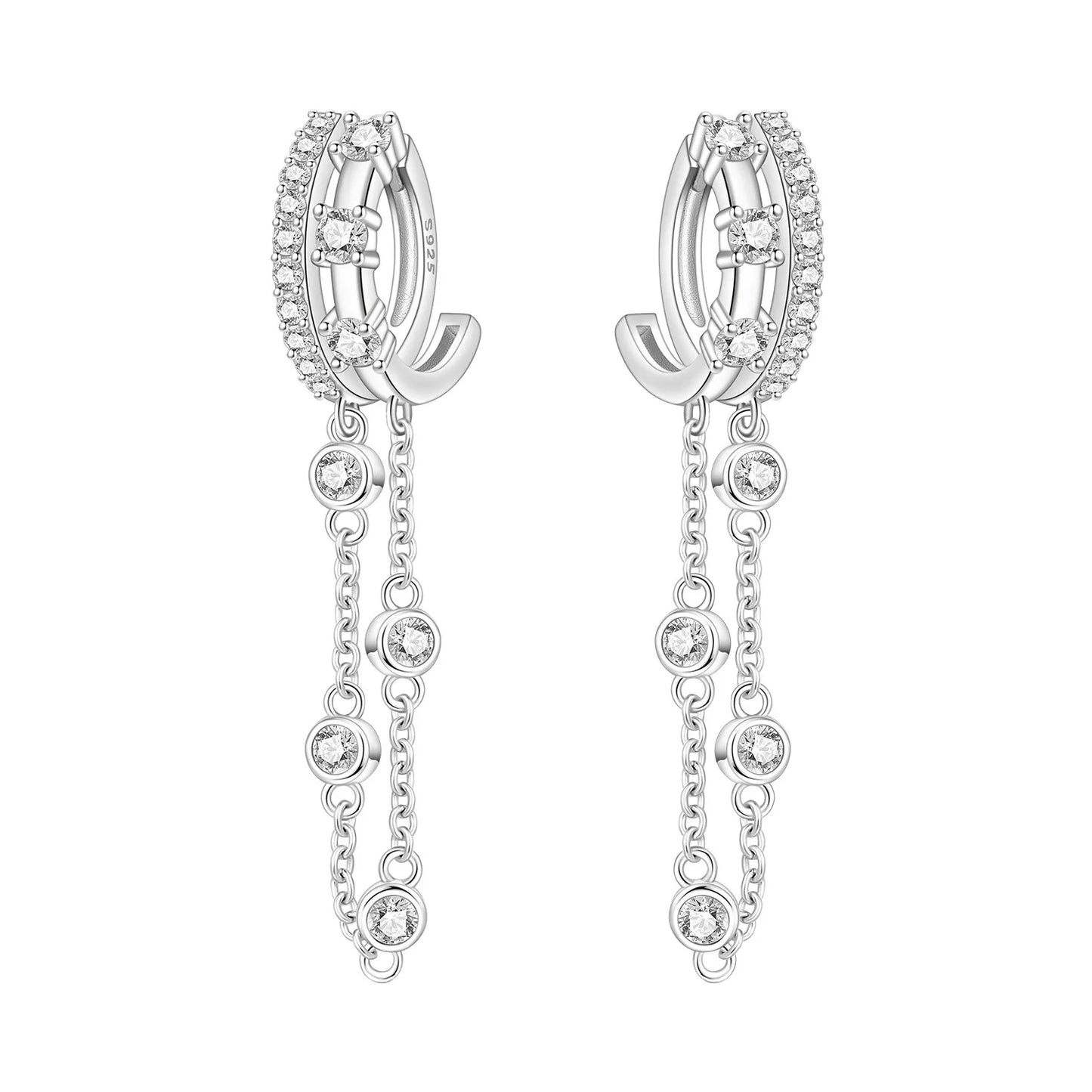 925 Sterling Silver Multi Layer Starry Tassel Drop Earrings Women Earrings Charm Trend Versatile Party Jewelry Gifts