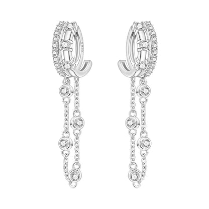 925 Sterling Silver Multi Layer Starry Tassel Drop Earrings Women Earrings Charm Trend Versatile Party Jewelry Gifts