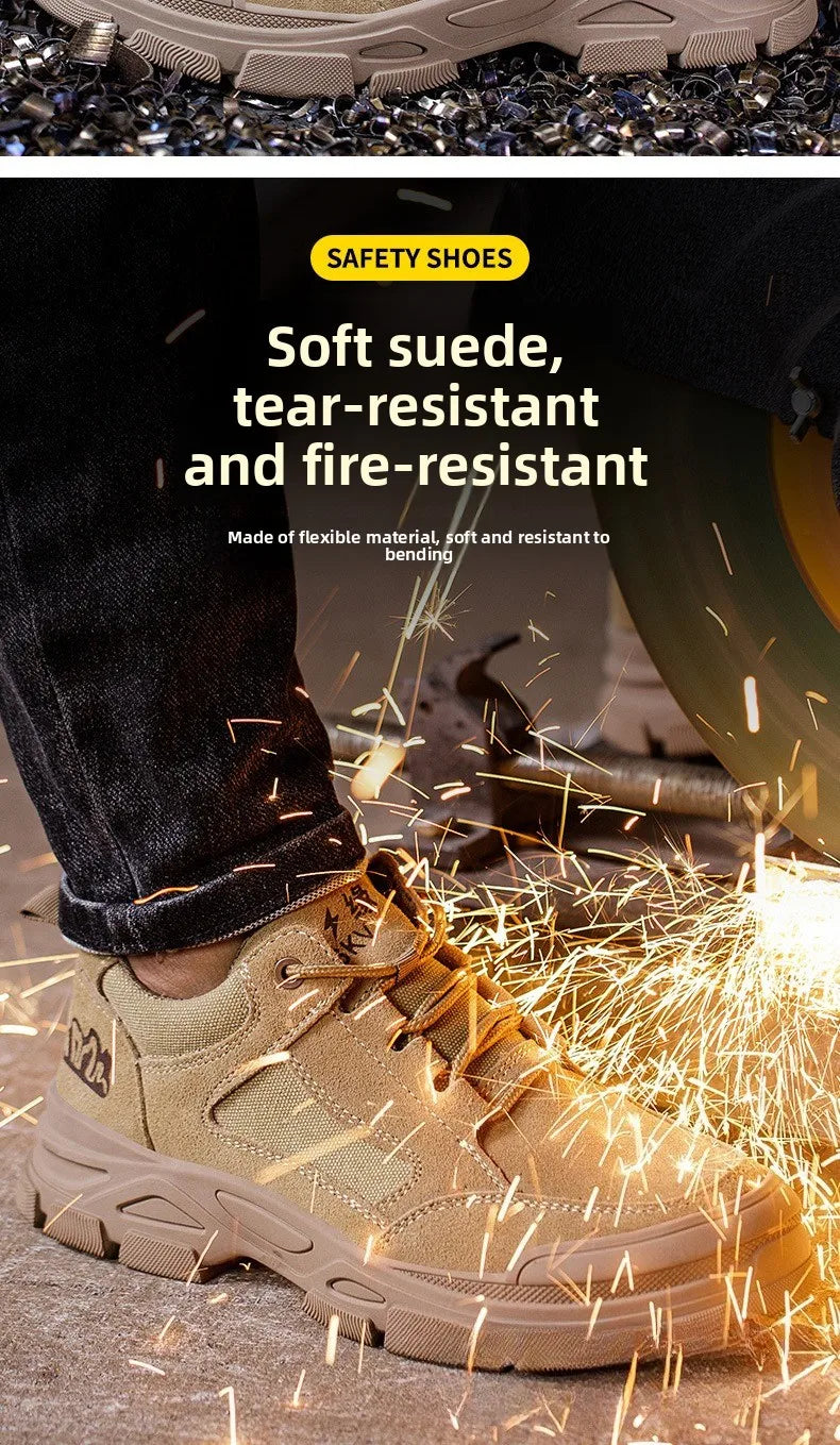 Labor Protection Shoes Men's Anti Smashing AntiPiercing Insulation Work Shoes Cowhide Solid Bottom Construction Site SafetyShoes