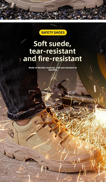 Labor Protection Shoes Men's Anti Smashing AntiPiercing Insulation Work Shoes Cowhide Solid Bottom Construction Site SafetyShoes